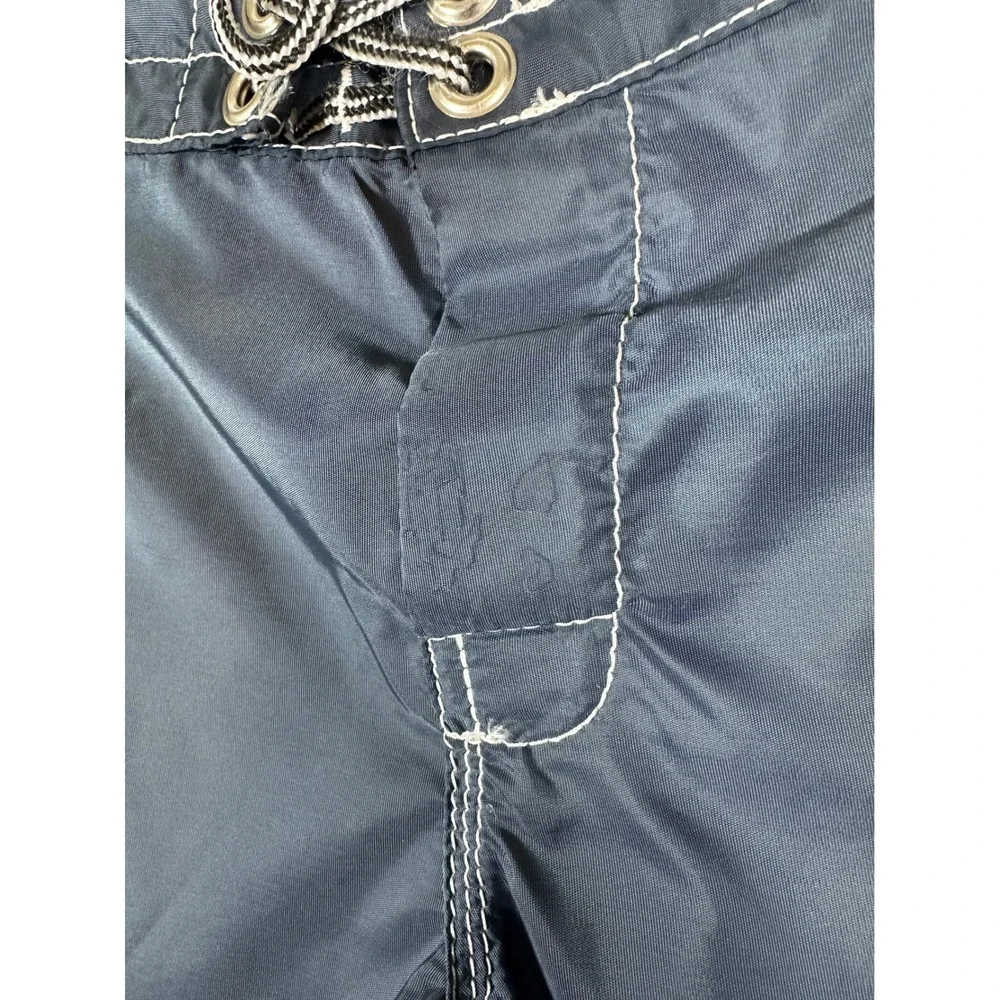 Birdwell Beach Britches Board Shorts Boys 10 Navy Blue Lace Up Nylon